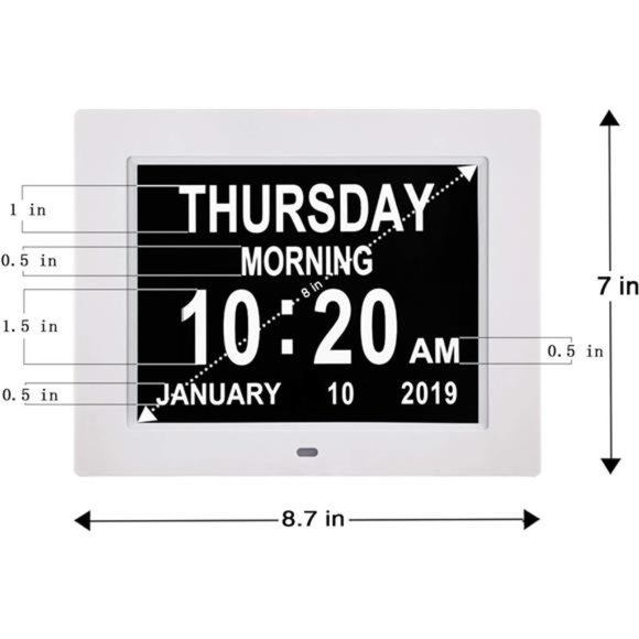 Digital Clock with Date and Day of Week,Digital Clock Large Display Large Number - Picture 2 of 6